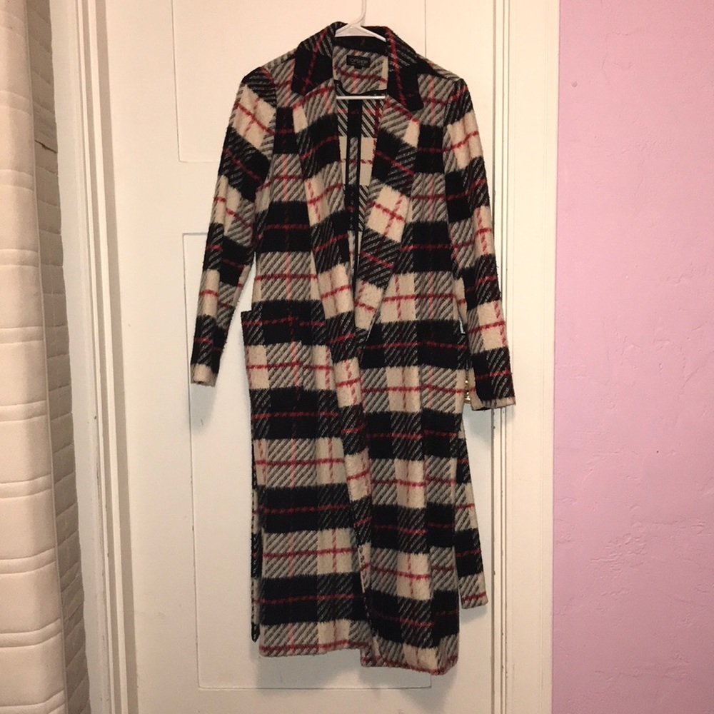 TopShop Plaid Long Coat